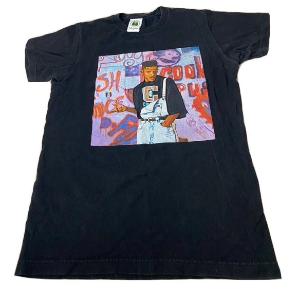 VTG Cross Colours Rap Will Smith Fresh Prince T Shirt 90s Size Small Black GUC - Picture 1 of 8